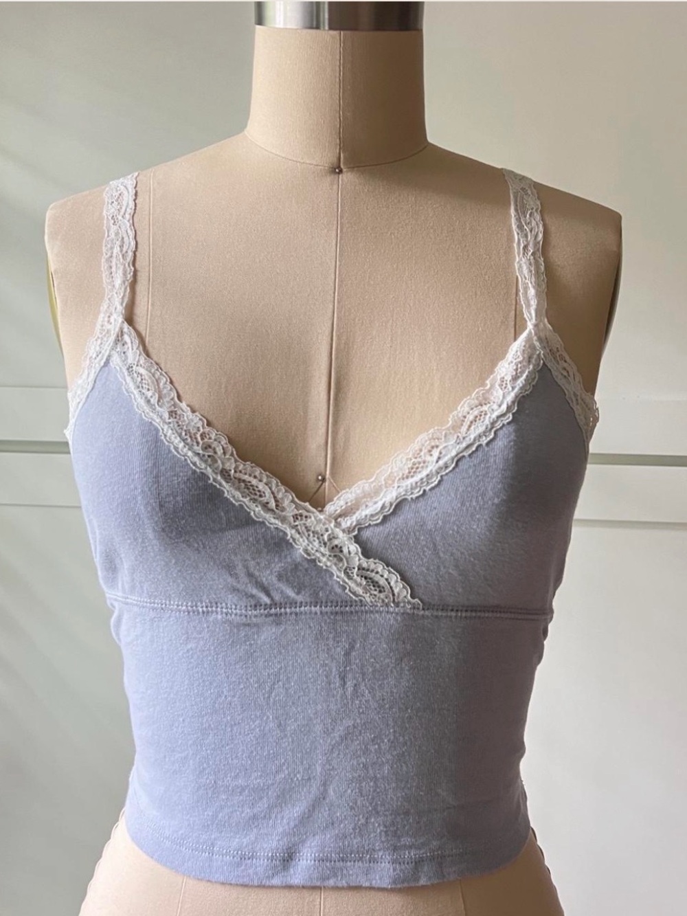 Brandy Melville Lilac Lace Trim Cropped Cotton Cami Tank XS
